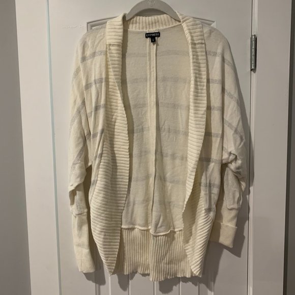 Express Sweaters - LIKE NEW | EXPRESS Women's Lightweight White & Silver Stripe Cardigan | size XS